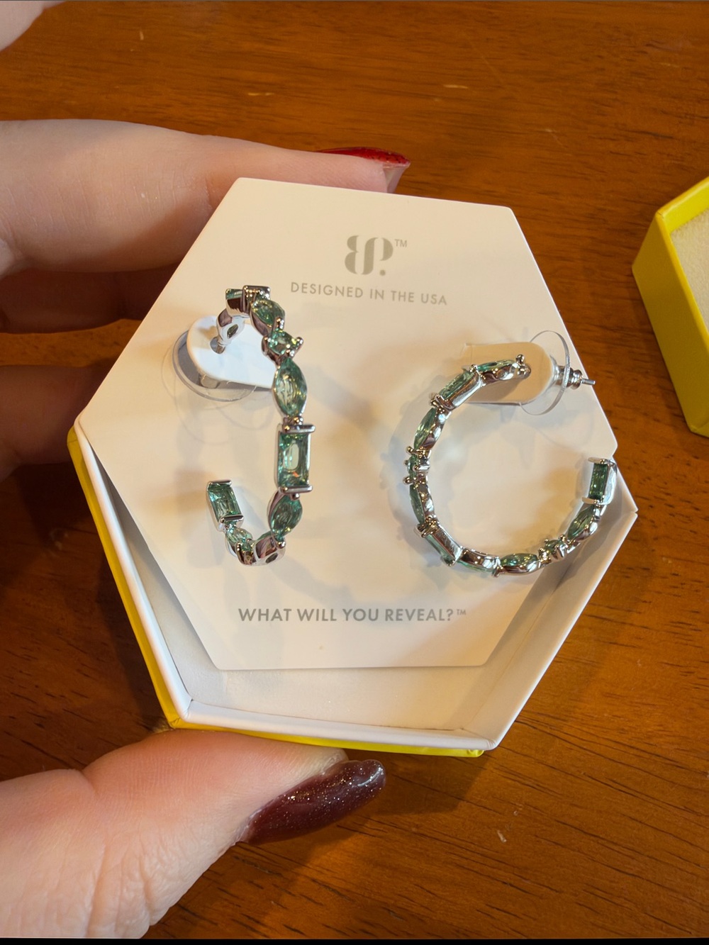 Green Crystal Hoop Earrings - Designed in the USA